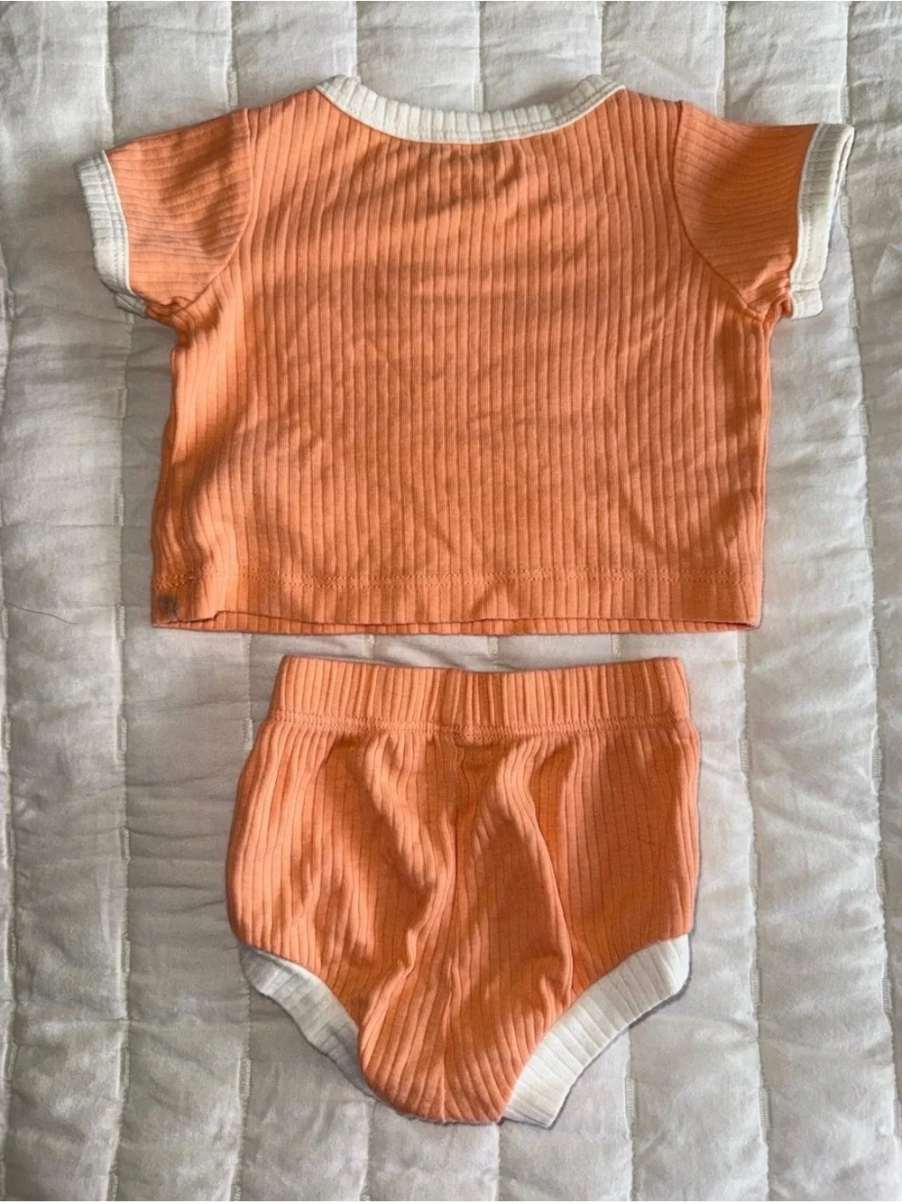 Baby Cat & Jack Ribbed 2 Piece Peach Outfit Set Newborn NB